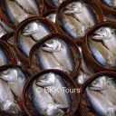 The famous Mae Klong steamed mackerels at the Railway market