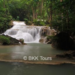 Erawan waterfalls private tour from Bangkok. Erawan waterfalls day trip with English speaking guide.
