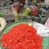 Chillies of different sizes and colors at  Bangkok's biggest flower market