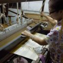 Thai silk made in the traditional way at a silk factory in Bangkok