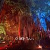 Colourful light in Tham Khao Bin cave