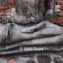 A Buddha image at Wat Mahathat temple ruin in Ayutthaya