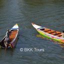 Tourist boats on Kwai river in Kanchanaburi